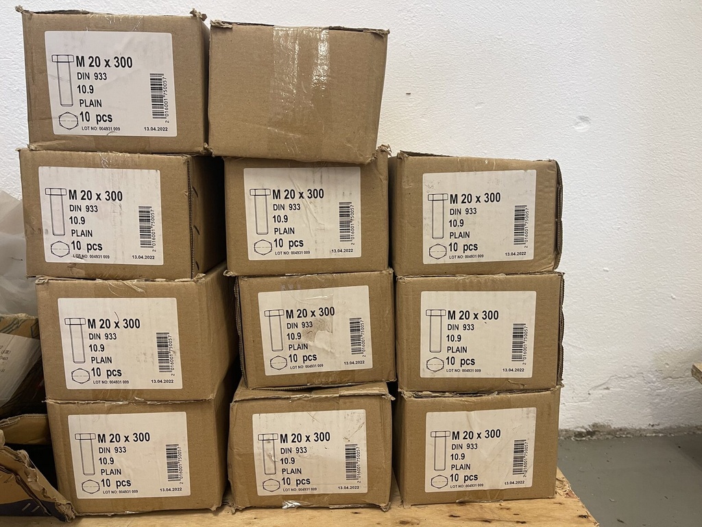 Hexagon head screw M20x300 DIN 933, 10.9, plain – 2