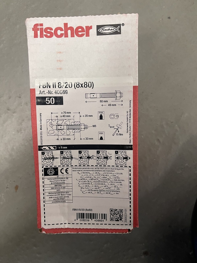 fischer bolt anchor FBN II 8/20 electro zinc plated – 1